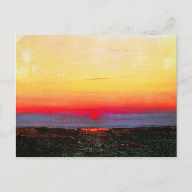 Sonnenuntergang in den Steppen am Meer, schöne Kun Postkarte (Vorderseite)