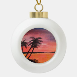 Sonnenuntergang in den Tropen Keramik Kugel-Ornament