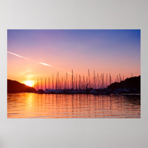 Sonnenuntergang in der Bucht von Adriatic Foto. Kr Poster