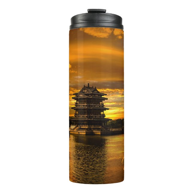 Sonnenuntergang in der Nähe von Yixing individuell Thermosbecher (Vorderseite)