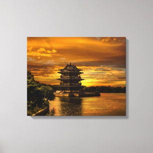 Sonnenuntergang in der Nähe von Yixing-Leinwand Leinwanddruck