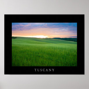 Sonnenuntergang in der Toskana, schwarzer Rand, Pl Poster
