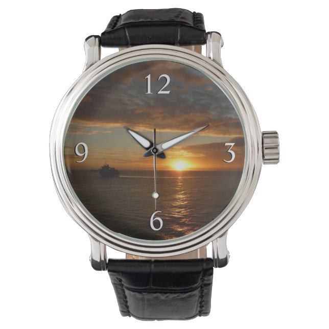 Sonnenuntergang in der tropischen Seenlandschaft S Armbanduhr (Vorderseite)