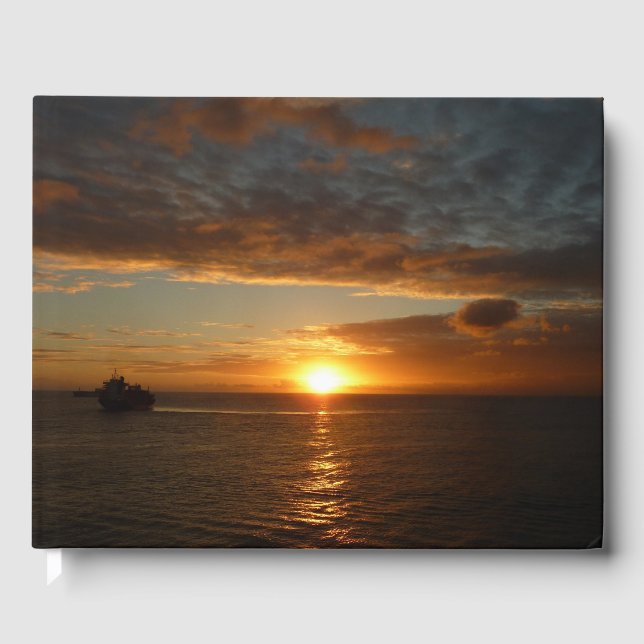 Sonnenuntergang in der tropischen Seenlandschaft S Gästebuch (Vorderseite)