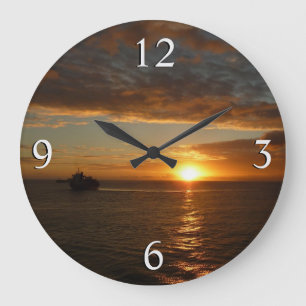 Sonnenuntergang in der tropischen Seenlandschaft S Große Wanduhr