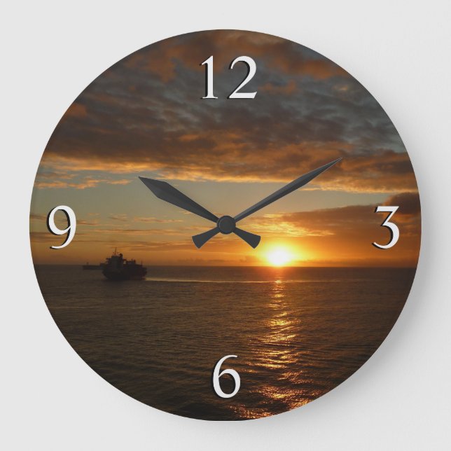 Sonnenuntergang in der tropischen Seenlandschaft S Große Wanduhr (Vorderseite)