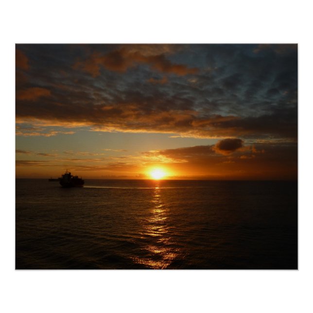 Sonnenuntergang in der tropischen Seenlandschaft S Poster (Vorderseite)