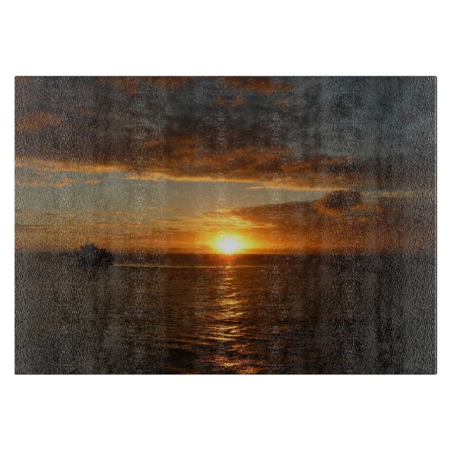 Sonnenuntergang in der tropischen Seenlandschaft S Schneidebrett (Vorderseite)