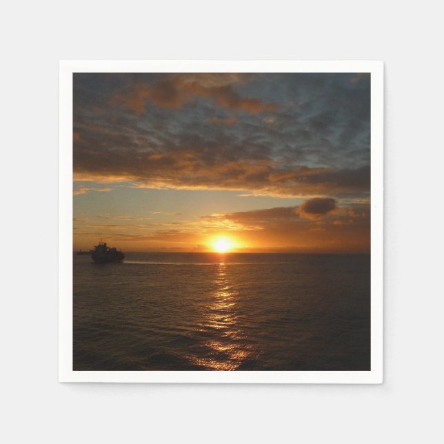 Sonnenuntergang in der tropischen Seenlandschaft S Serviette (Vorderseite)