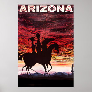 Sonnenuntergang in der Wüste Arizonas in den 1960e Poster