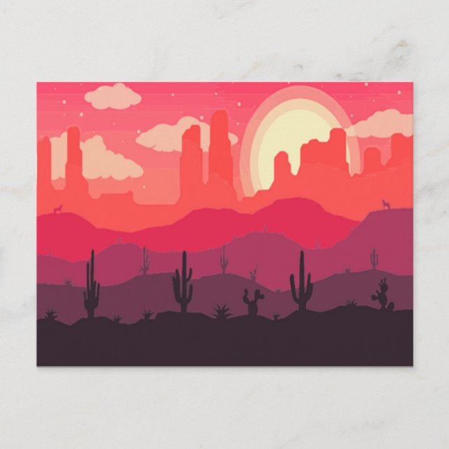 Sonnenuntergang in der Wüste Postkarte (Vorderseite)