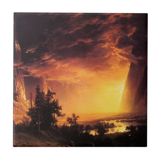 Sonnenuntergang in der Yosemite-Tal-Fliese Fliese (Vorderseite)