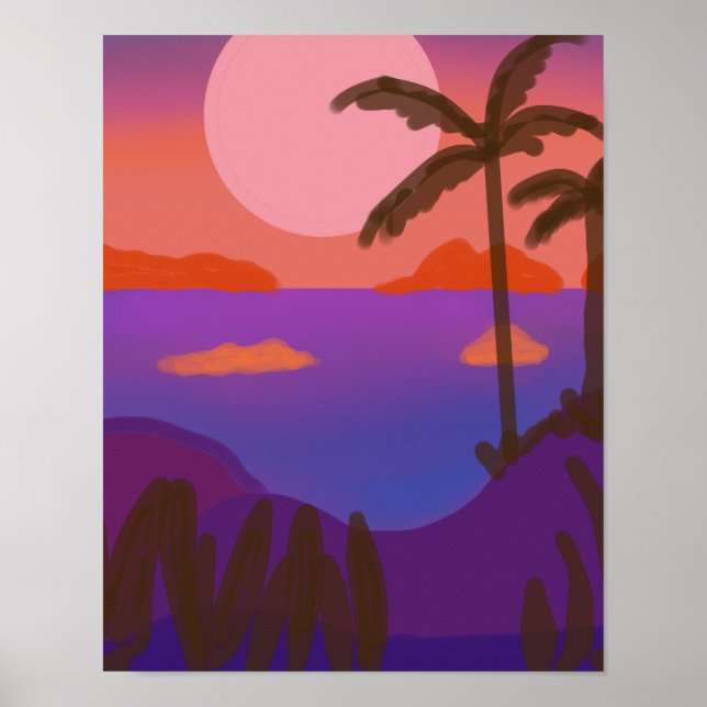 Sonnenuntergang in einer abgelegenen Lagune Poster (Vorne)