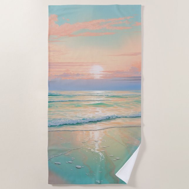 Sonnenuntergang in einer ruhigen Strandlandschaft Strandtuch (Vorderseite)