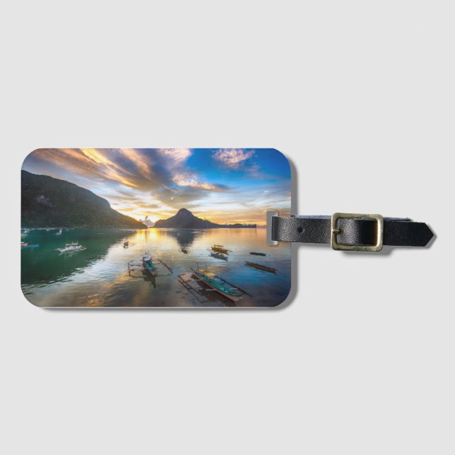 Sonnenuntergang in EL Nido Gepäckanhänger (Vorderseite (Horizontal))