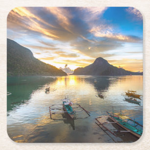 Sonnenuntergang in EL Nido Rechteckiger Pappuntersetzer