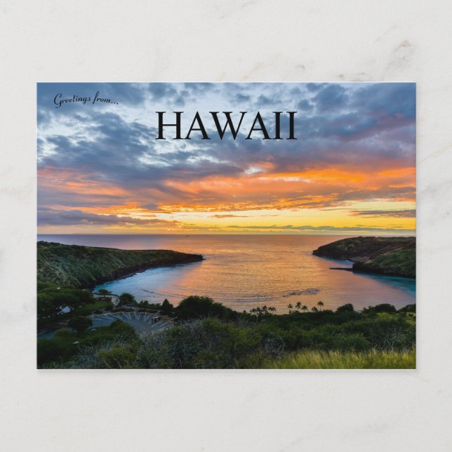 Sonnenuntergang in Hanauma Bay Hawaii Postkarte (Vorderseite)