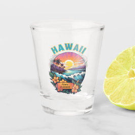 Sonnenuntergang in Hawaii Beach Mountains Tropisch Schnapsglas