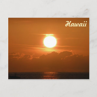 Sonnenuntergang in Kona, Hawaii Postkarte mit Schi