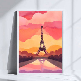 Sonnenuntergang in Paris | Eiffelturm Frankreich A Poster