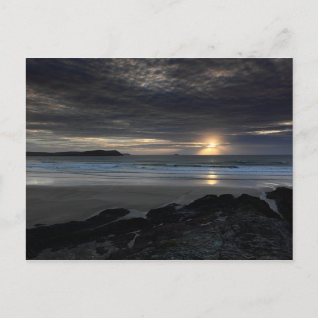 Sonnenuntergang in Polzeath Postkarte (Vorderseite)