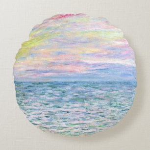 Sonnenuntergang in Pourville durch Monet Rundes Kissen