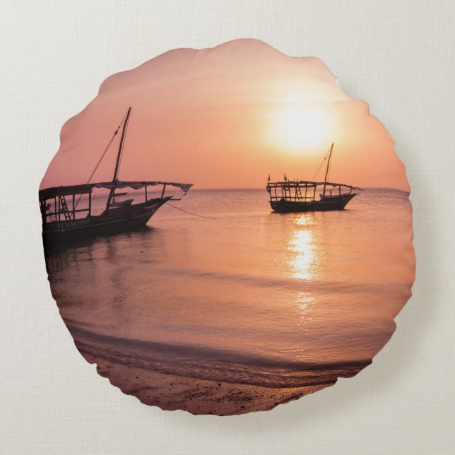 Sonnenuntergang in Sansibar Rundes Kissen (Rückseite)