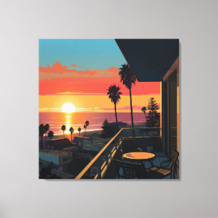 SONNENUNTERGANG IN SANTA MONICA #1 LEINWANDDRUCK