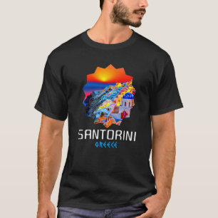 Sonnenuntergang in Santorini Griechenland Malerei  T-Shirt