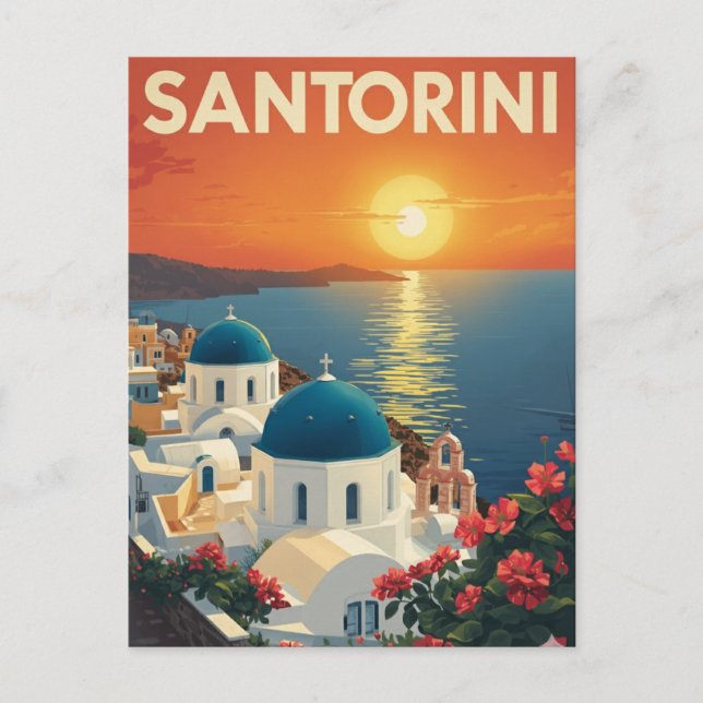 Sonnenuntergang in Santorini Postkarte (Vorderseite)