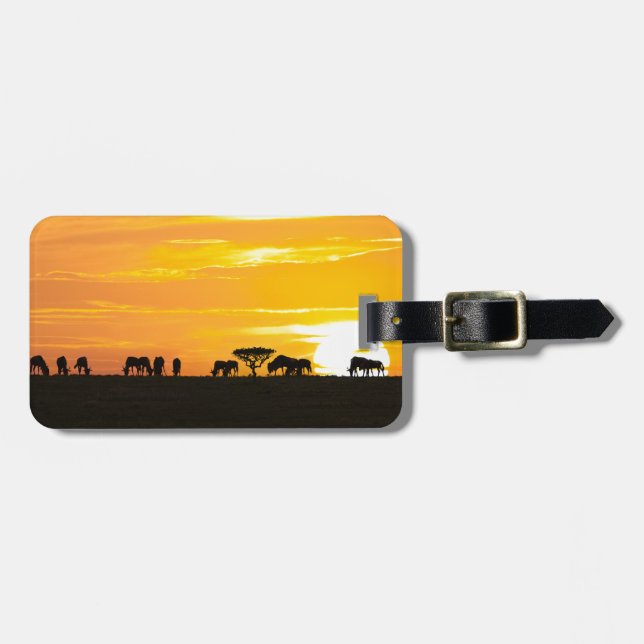 Sonnenuntergang in Serengeti Gepäckanhänger (Vorderseite horizontal)