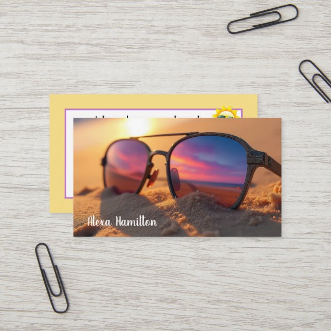 Sonnenuntergang in Sonnenbrille Visitenkarte (Vorderseite/Rückseite Beispiel)