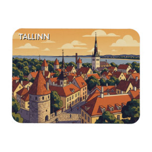 Sonnenuntergang in Tallinn Estland Reise Magnet