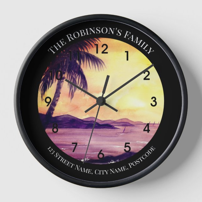 Sonnenuntergang in Tropenmalerei von Farida Greenf Uhr (Vorderseite)