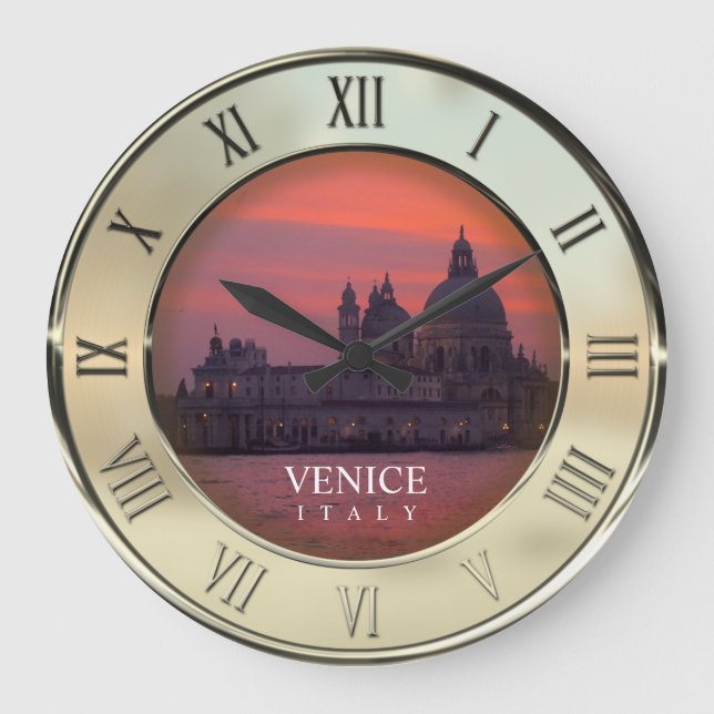 Sonnenuntergang in Venedig Große Wanduhr (Vorderseite)