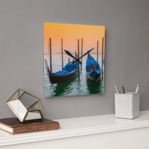 Sonnenuntergang in Venedig Quadratische Wanduhr
