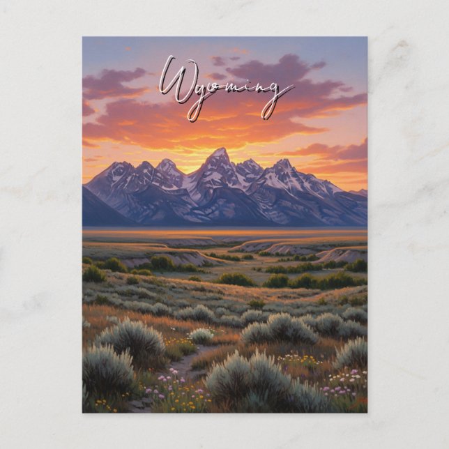 Sonnenuntergang in Wyoming Travel Postkarte (Vorderseite)