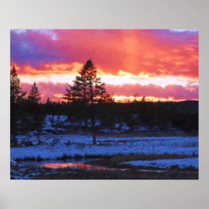 Sonnenuntergang in Yellowstone Poster