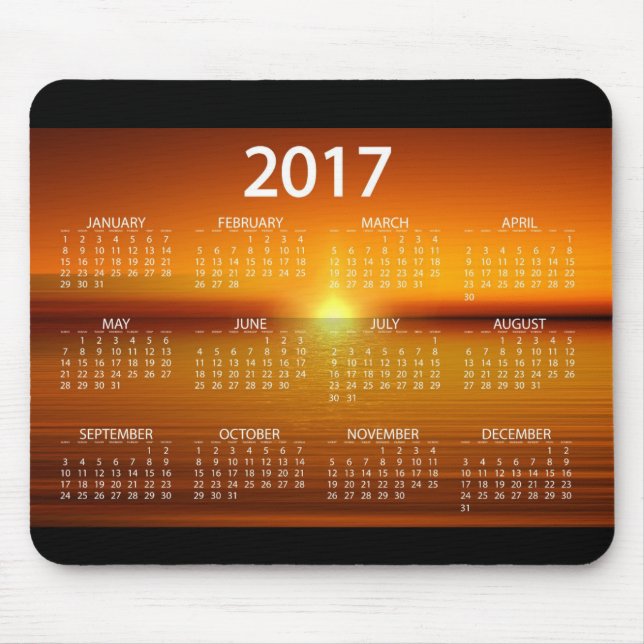 Sonnenuntergang-Kalender 2017 Mousepad (Vorne)