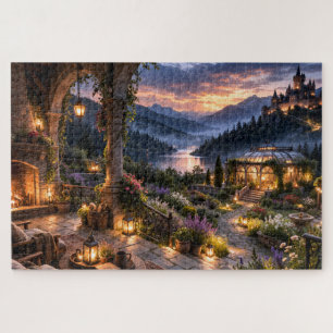 Sonnenuntergang Kamin Terrasse Puzzle