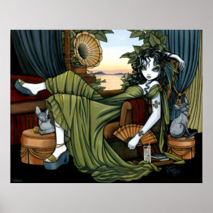 Sonnenuntergang-Katzen-Fee-Plakat Serena Poster