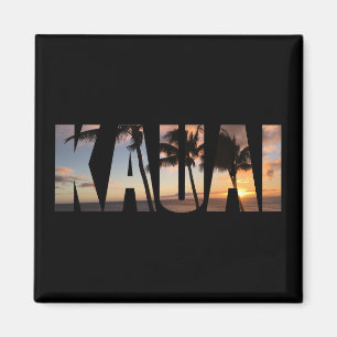Sonnenuntergang Kauais, Hawaii mit Palmen Magnet