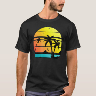 Sonnenuntergang Kokospalmen Palmen Sommerwoben Ret T-Shirt