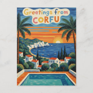 Sonnenuntergang Korfu Griechenland Reise Postkarte