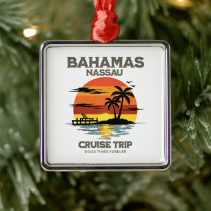 Sonnenuntergang-Kreuzfahrt im Hafen der Bahamas Ornament Aus Metall
