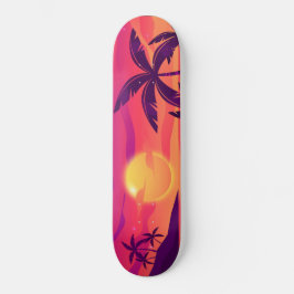 Sonnenuntergang Küstenpalmen Bäume Skateboard