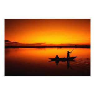 Sonnenuntergang Landschaft mit einem Boot-68465 Fotodruck