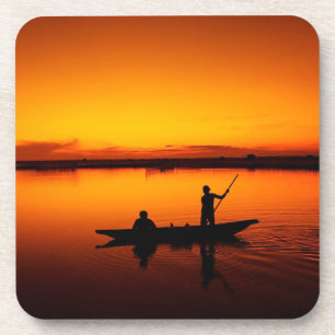 Sonnenuntergang Landschaft mit einem Boot-68465 Getränkeuntersetzer