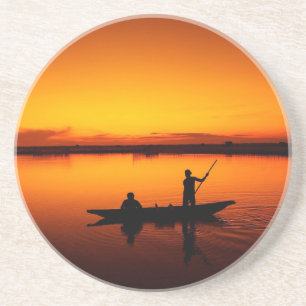 Sonnenuntergang Landschaft mit einem Boot-68465 Getränkeuntersetzer