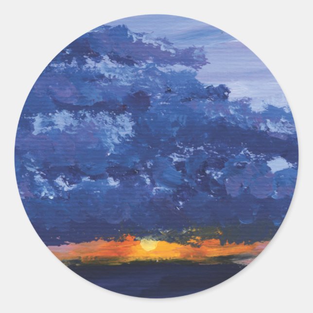 Sonnenuntergang Landschaftsschutzaufkleber Runder Aufkleber (Vorderseite)